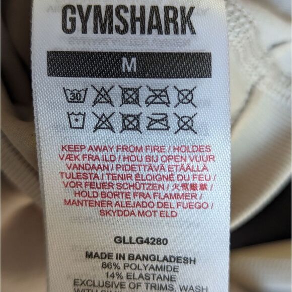 Gymshark Seamless Leggings in Beige / Grey sz M Ribbed Logo Waistband - Picture 9 of 9